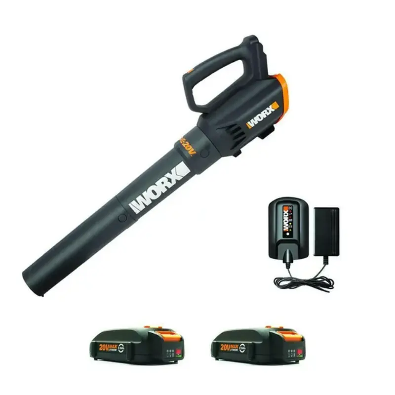 WORX WG547.1 20V Cordless Two-Speed Leaf Blower – Includes Dual Batteries