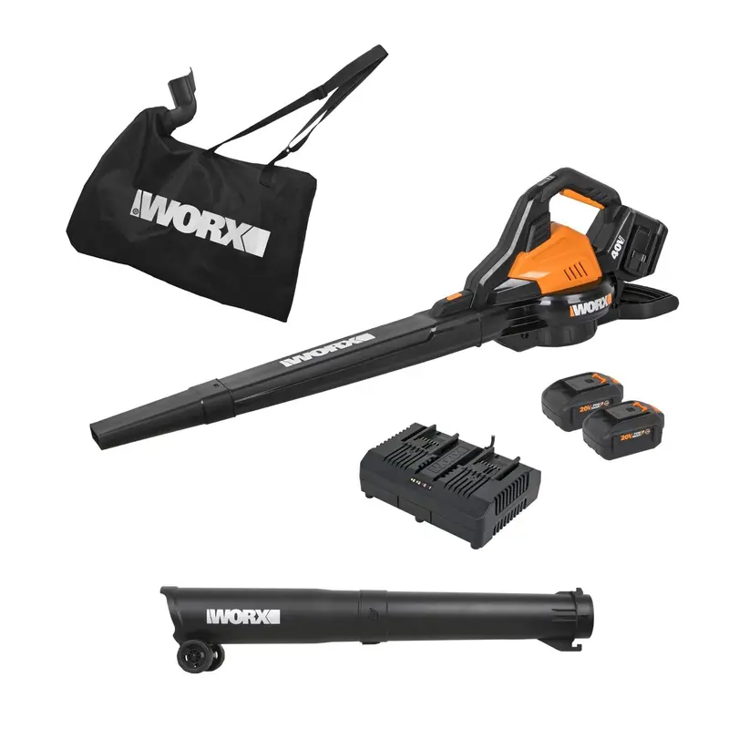 Worx WG583 40V Cordless 350 CFM Leaf Blower, Mulcher, and Vacuum – Power Share