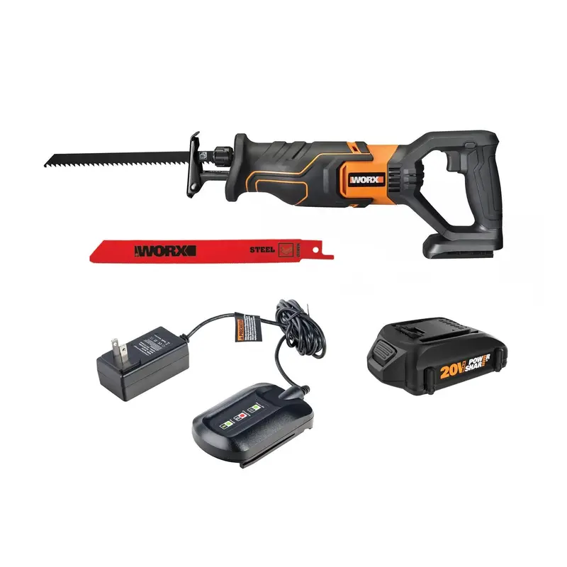 Worx WX500L 20V Cordless Reciprocating Saw with Ergonomic Grip (Power Share)