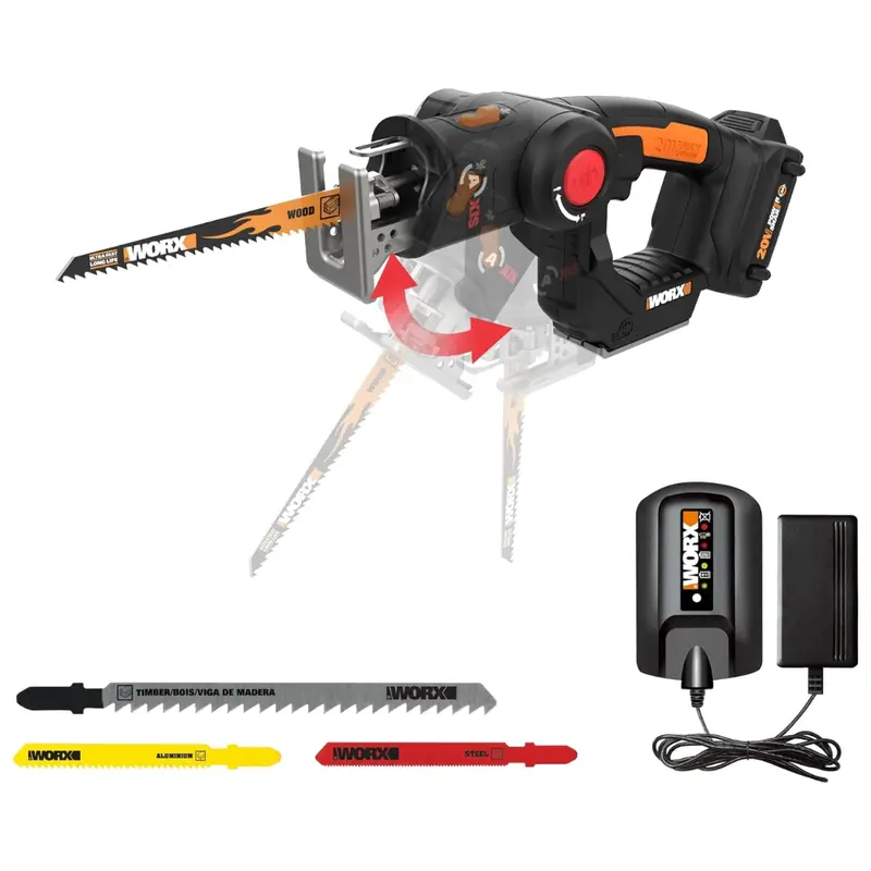 Worx WX550L 20V Cordless Axis Tool – 2-in-1 Reciprocating Saw & Jigsaw (Power Share)